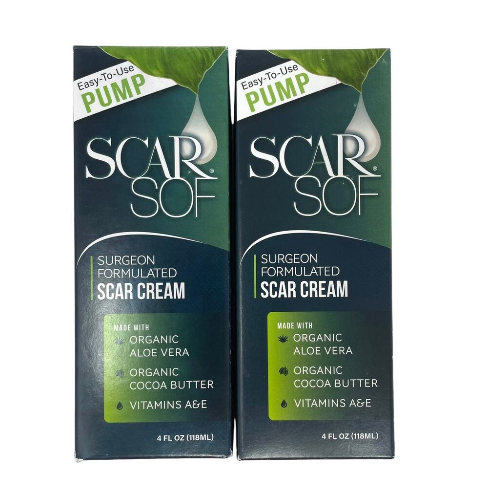 Scar Sof Surgeon Formulated Scar Cream 4 Fl Oz Pump 2-Boxes NEW IN BOX-USA